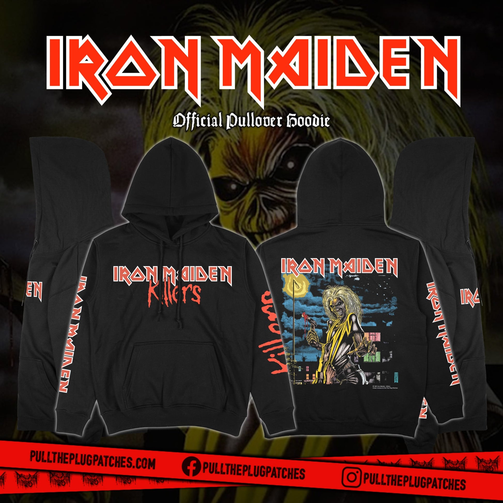 

On Maiden Killers Pullover Hoodie Men Women Oversized Y2k Streetwear Fleece Pullover Heavy Metal Punk Band Graphic Clothing 4XL