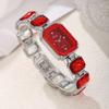 Ladies Fashion Square Quartz Watch With Alloy Bracelet And Decorative Waterdrop For Business Casual