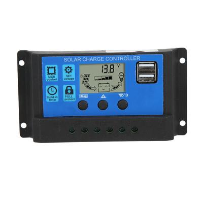 Regulator ładowania słonecznego 30A Regulator panelu słonecznego Podwójne wyjście USB dla paneli słonecznych 12V / 24V