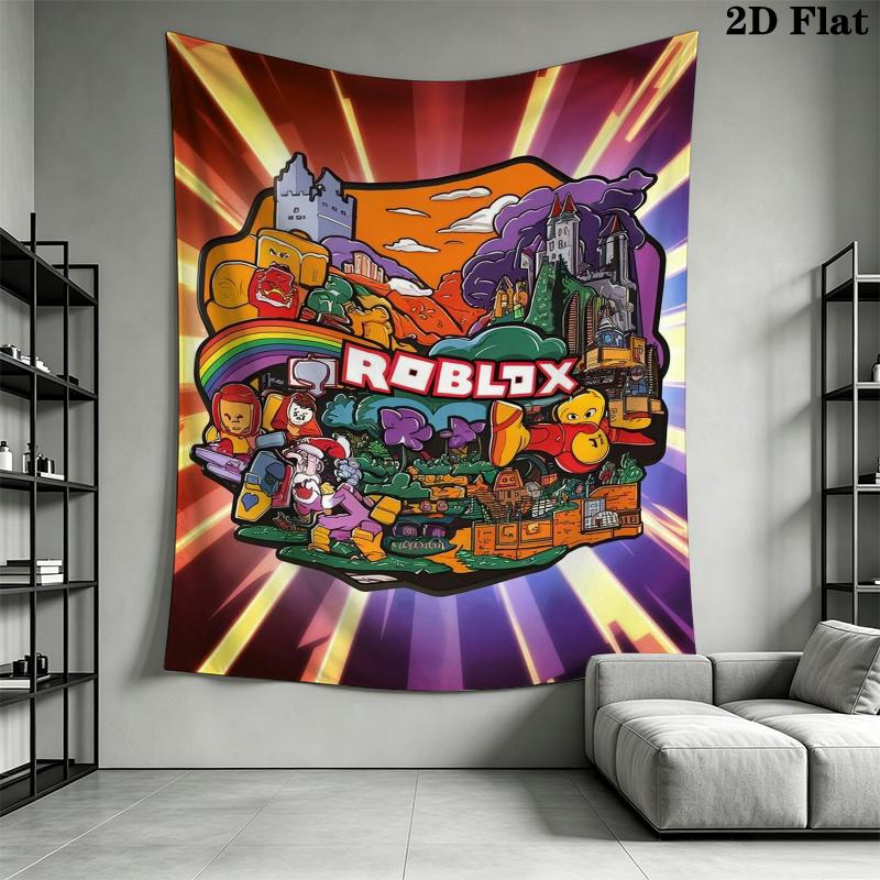 Roblox game Wall Tapestry Aesthetic Wall Hanging Printed Fabric Blanket Decorative Tapestries for Bedroom Living Room Home Decor