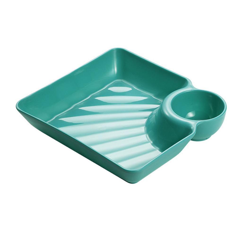 Dumpling Plate Dumpling Plate with Dipping Saucer 7.2inch Divided Chip and Dip Serving Platter Set for Dumpling Snack Sushi