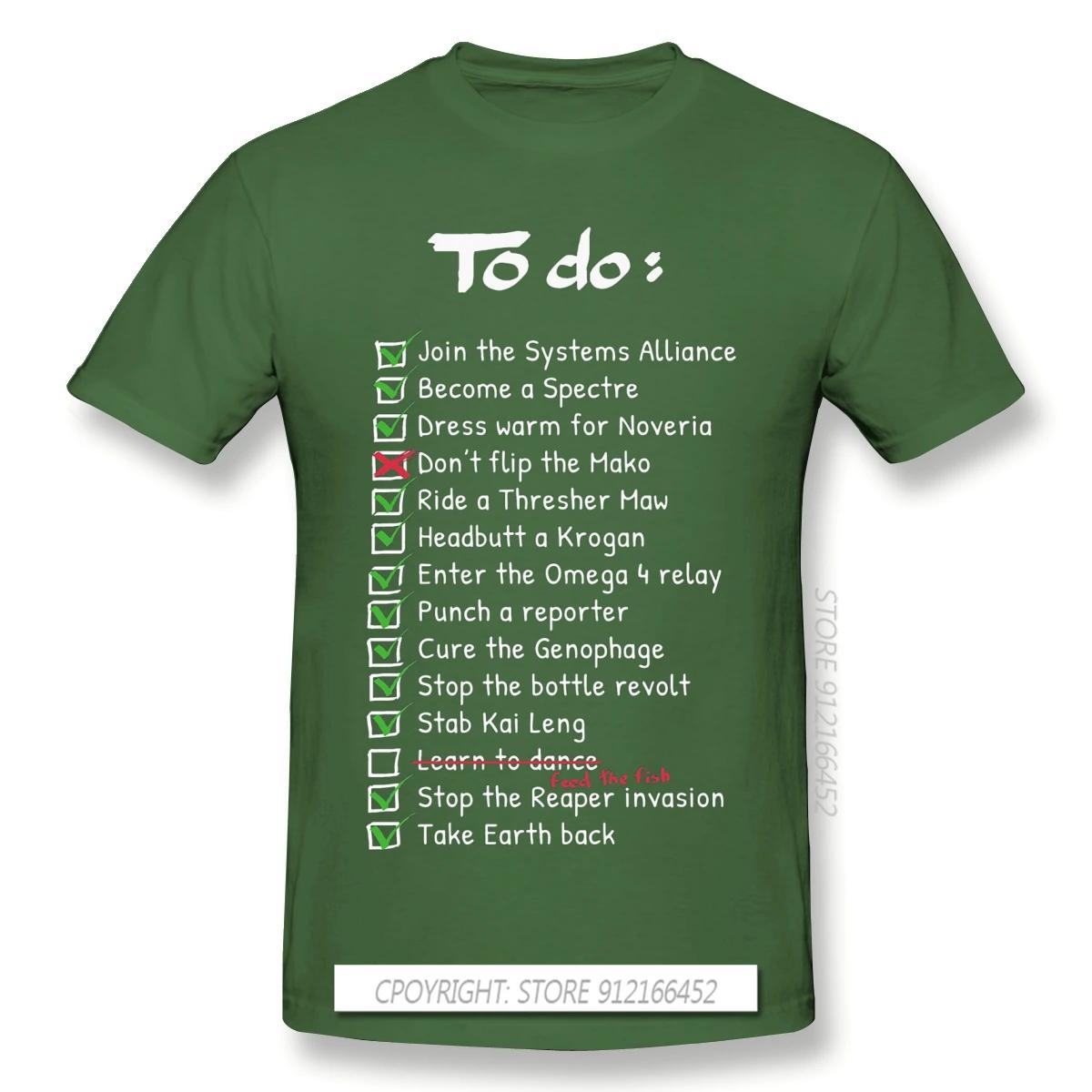 

Commander Shepards To Do List T Shirt Mens Men White Mass Effect Printing Large TShirts Cotton Tops 4XL