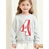 Kids Crewneck Sweatshirt, Baseball Style Number 4 Print, Sport Lovers Daily Casual Pullover