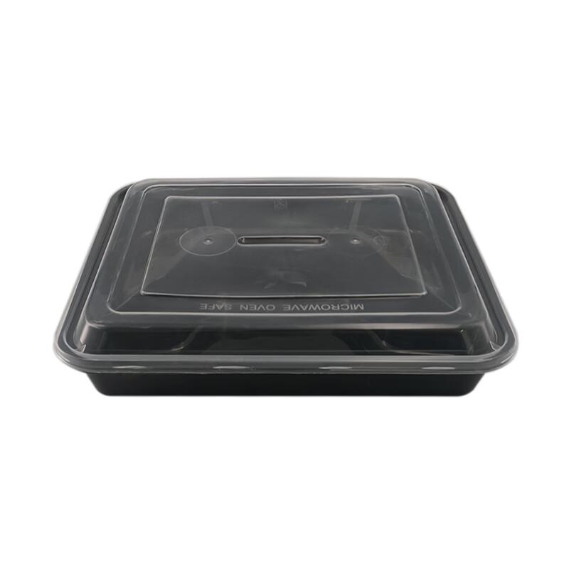 Disposable 4-Compartment Meal Box with High Lid