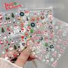 Adesivos de unhas de Natal 3D Relevo Inverno Floco de neve Urso Adesivo de unha para mulheres e meninas Papai Noel Adesivo de unha Arte Decoração