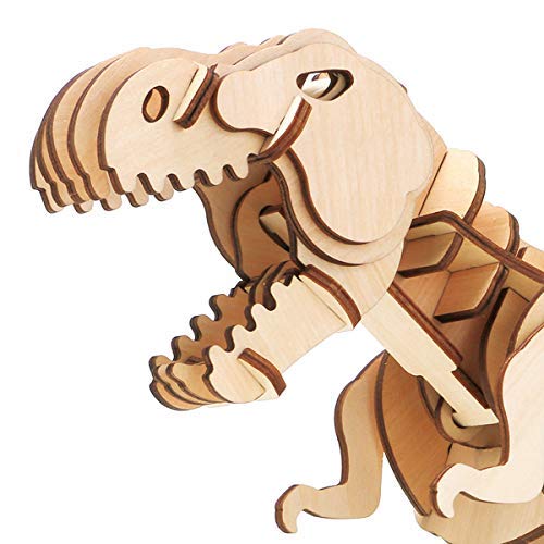Tsukurundesu® Battery-Operated 3D Wooden Puzzle Dinosaur Series (D200 Tyrannosaurus (Large)) with Japanese Instructions