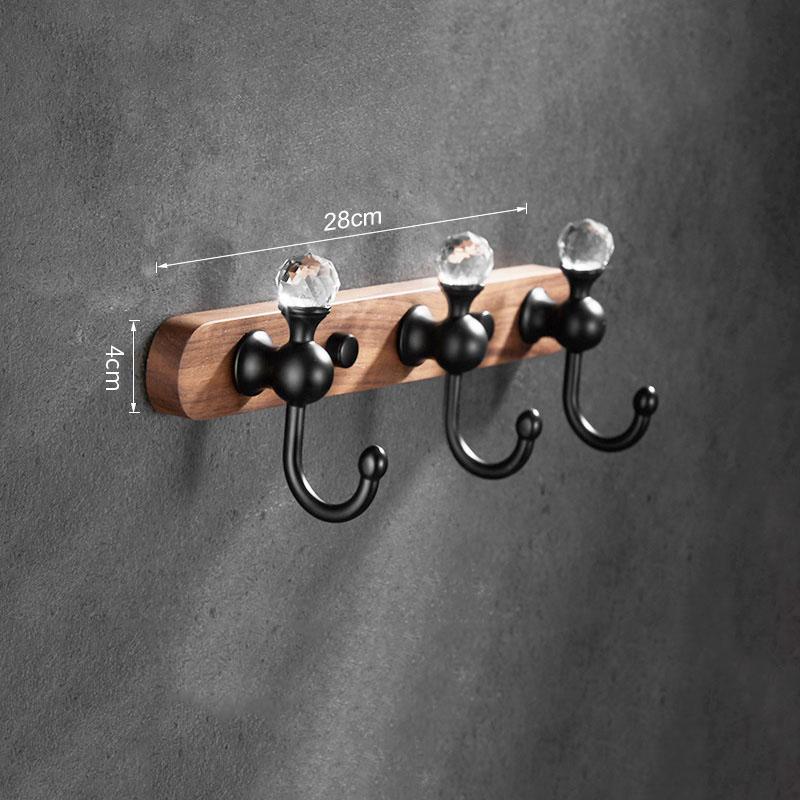 Brushed Gold/Black Bathroom Hook Walnut Wall Hanging Coat Hat Hook Row Hook Door Back Porch Row Hook Bathroom Hardware