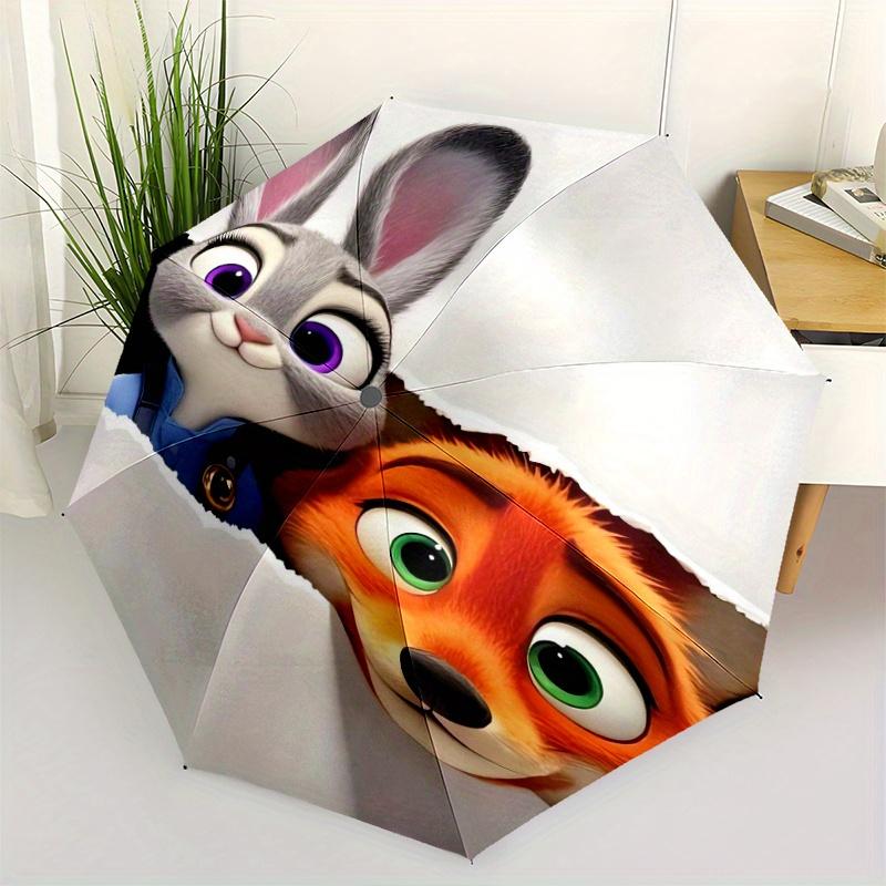

Judy and Nick Zootopia Durable Cartoon Folding Umbrella, Portable 3-Fold Compact Umbrella for Men and Women, Suitable for Travel or Daily Us