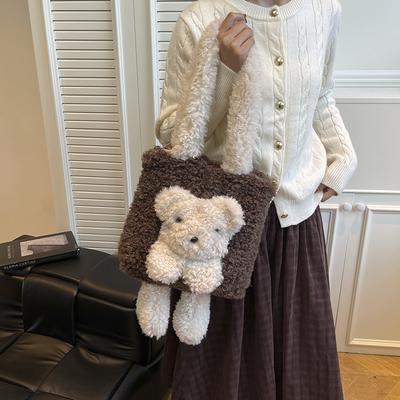Large-capacity Bucket Bag, Cute Cartoon Bear Armpit Bag, Commuting Single-shoulder Bag