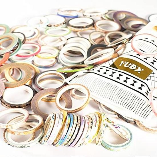 Masking Tape 80 Pieces More Random Patterns Set Very Fine Washi Fukubukuro Gold Foil DIY Craft Journal Planner Scrapbook Gift Decoration