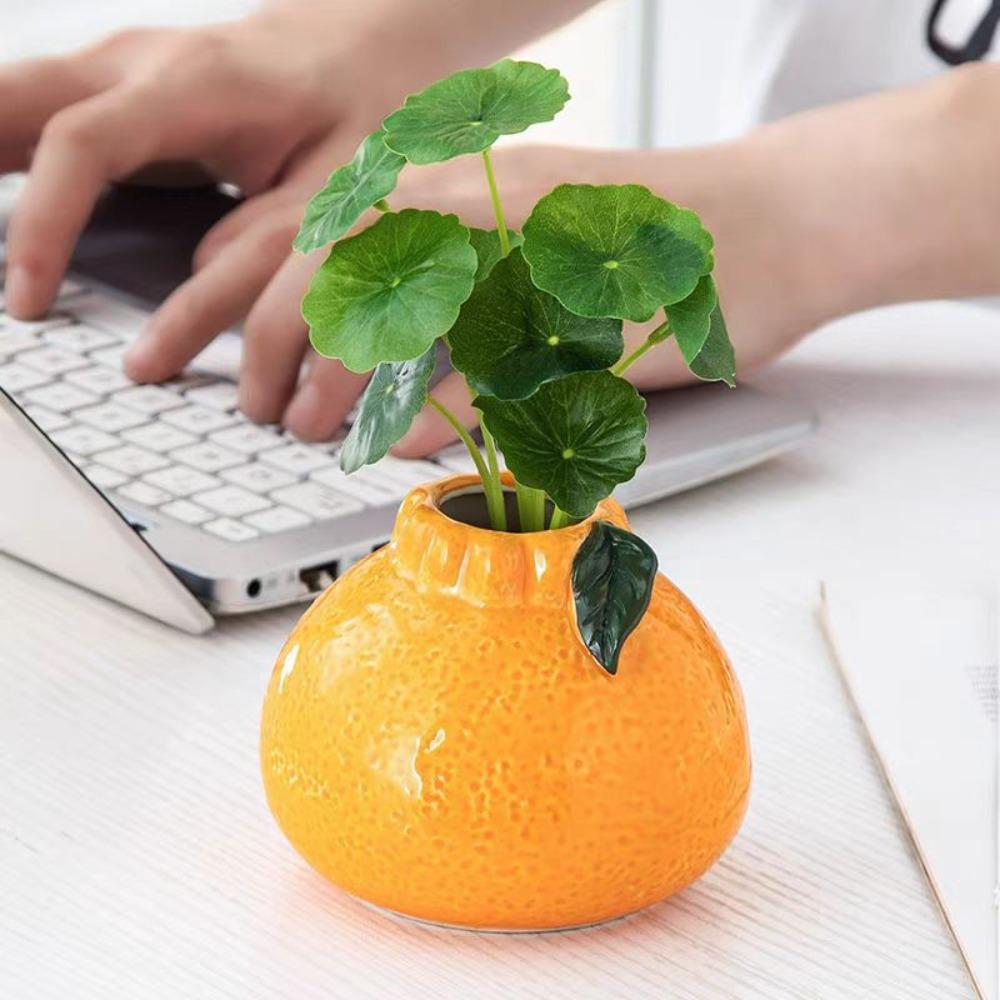 Neue Orange Form Hydroponik Vase Dekorativ Ins Stil Orange Vase Multifunktionale Keramik Pflanzentopf Heimdekoration