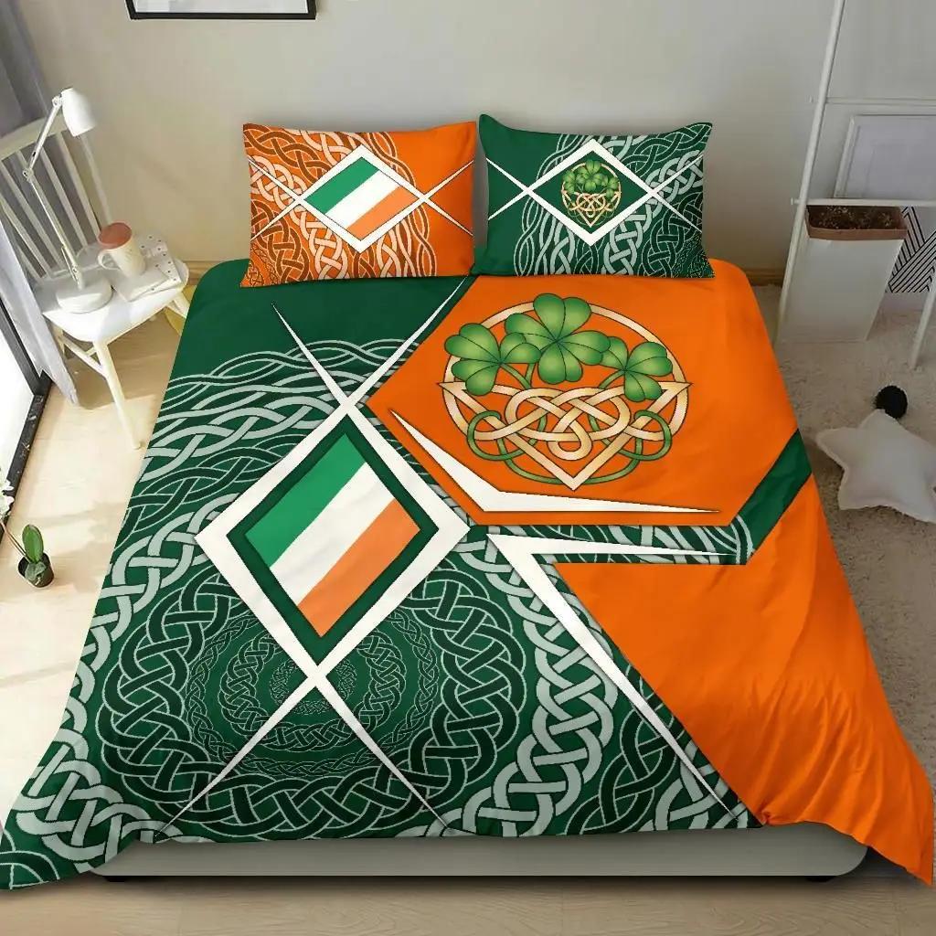 St. Patrick'S Day King Full Duvet Cover Green Lucky Clover Bedding Set Happy Cartoon Gnome Quilt Cover Polyester Comforter Cover