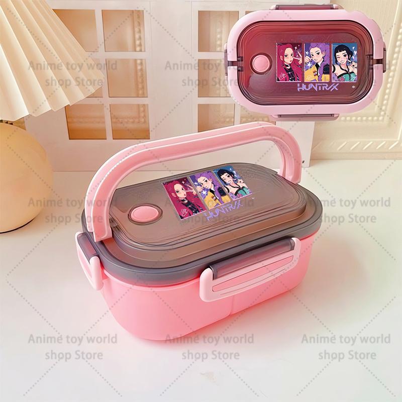 KPop Demon Hunters Portable Bento Lunch Boxs Girl Boy Compartment Fruit Food Boxs Microwave Lunch Box Picnic Fresh Box Gift