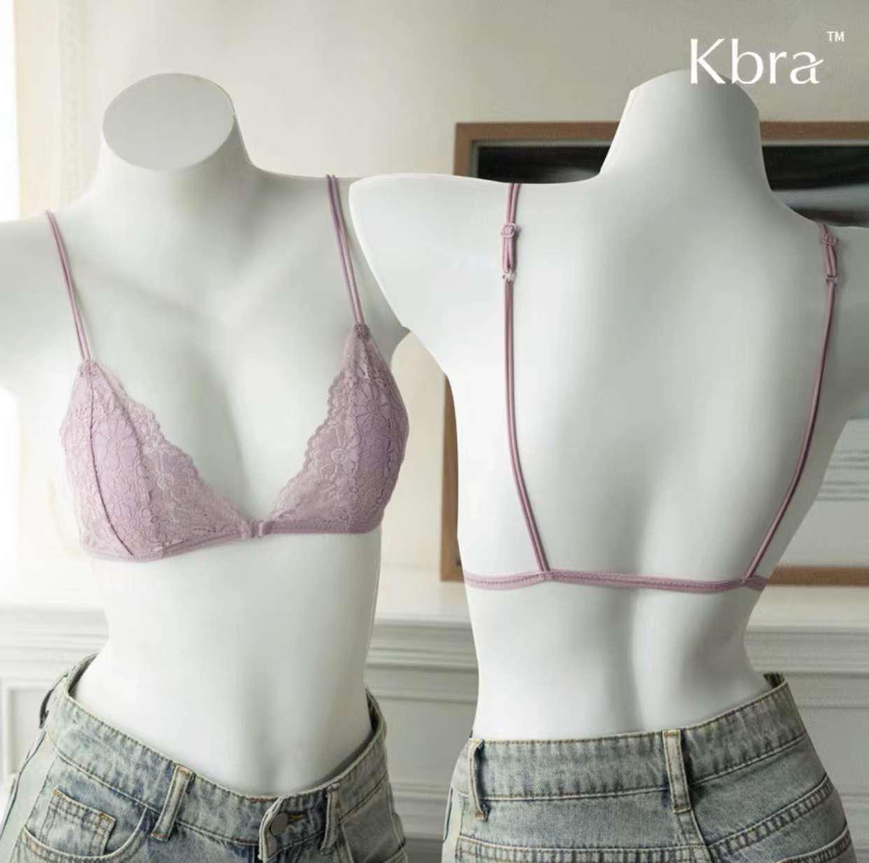 

Жіночий безкаркасний ультратонкий бюстгальтер трикутної форми з французького мережива із застібкою спереду Medium фіолетовий