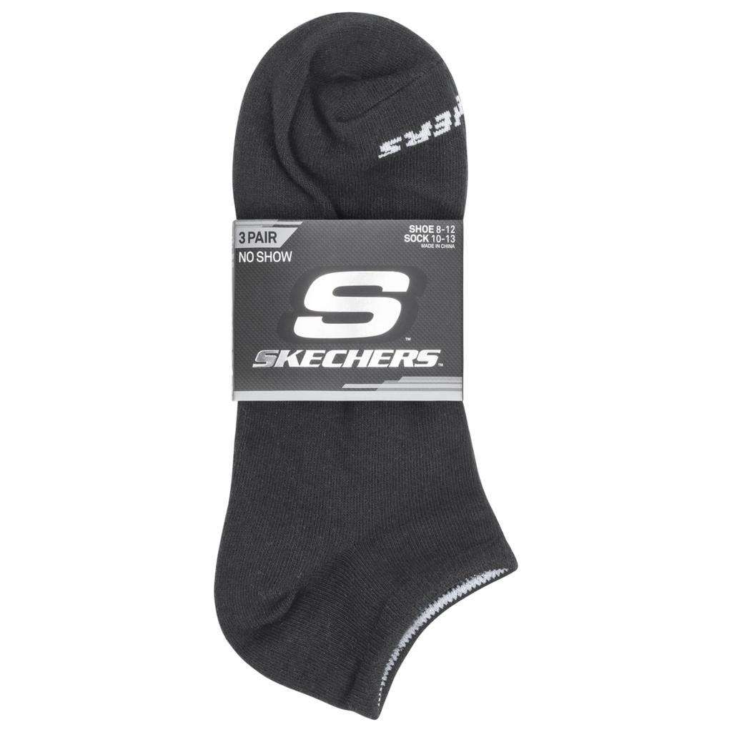 Skechers 3pk Unisex Non Terry No Show, Unisex Black Socks