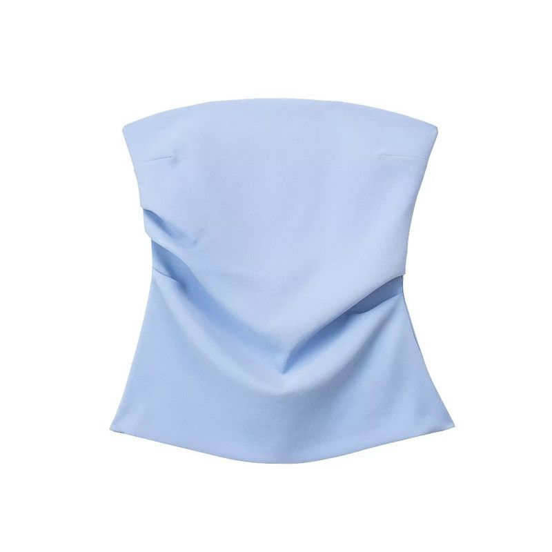

Fashion Style Summer New Arrival Fashion Trendy Women s Clothing Strapless All-Matching Silm Tube Top Tops 3067089 423 Blue XS