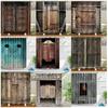 Perdea de duș din lemn decorativă de fermă Ușă de grânar rustic retro Cârlige pentru perdea de baie Decor casă de țară vestică Europa