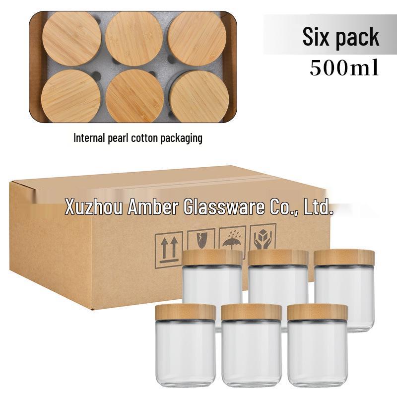 Large Glass Storage Jar with Bamboo Lid, Cereal & Yogurt Container, Sealed Oatmeal Cup