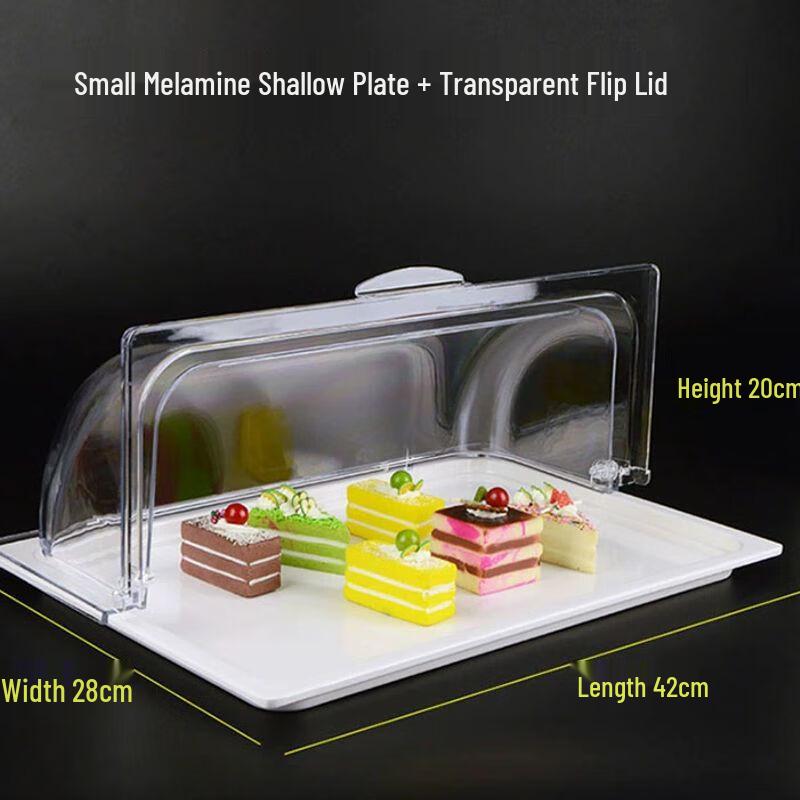 Acrylic Transparent Flip Food Cover with Melamine Tray