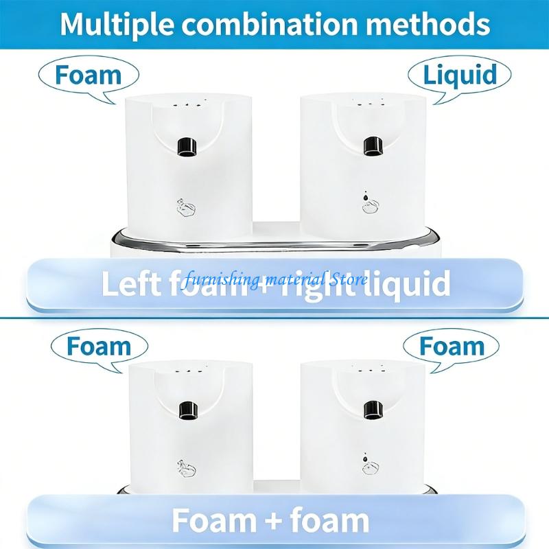 Y5GD Clean Motion Detecting Soap Dispenser Two 400ml Bottles Slip Resistant Base Perfect For Kitchen And Bathroom
