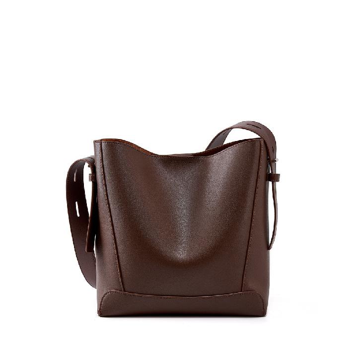 2025 New Autumn/Winter Niche High-End Genuine Leather Women's Bag Cowhide Bucket Bag Large Capacity Shoulder Crossbody Tote Bag