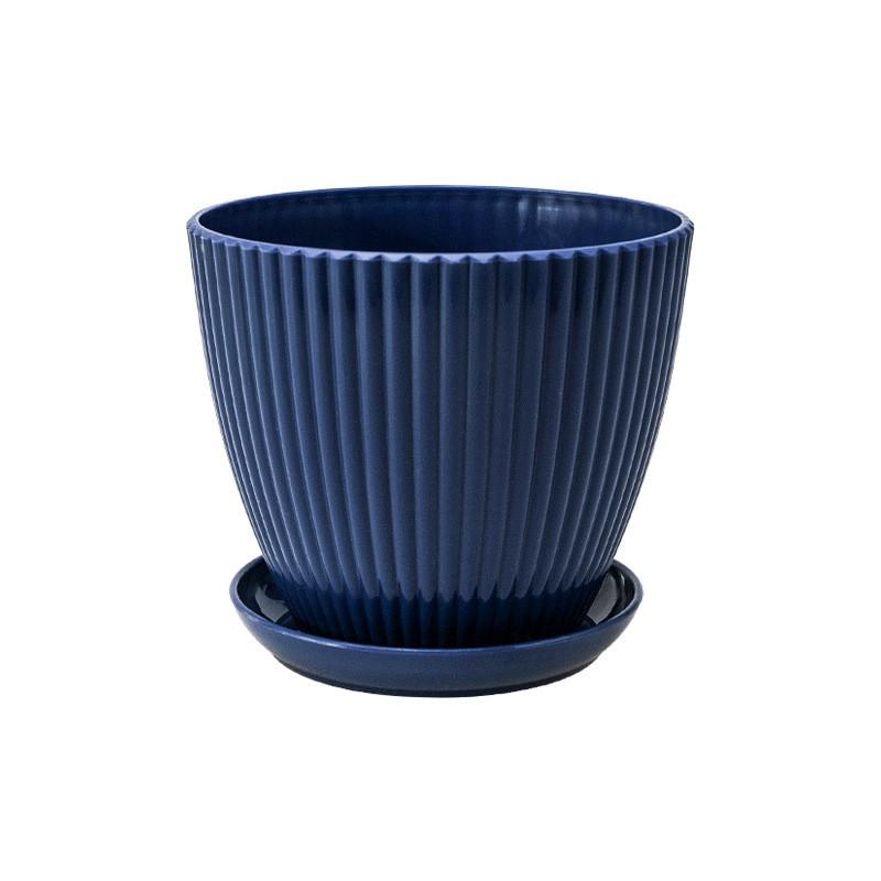 Thickened Plastic Resin Flower Pot: Imitation Ceramic with Vertical Stripes, Colored for Succulents and Floral Decor.