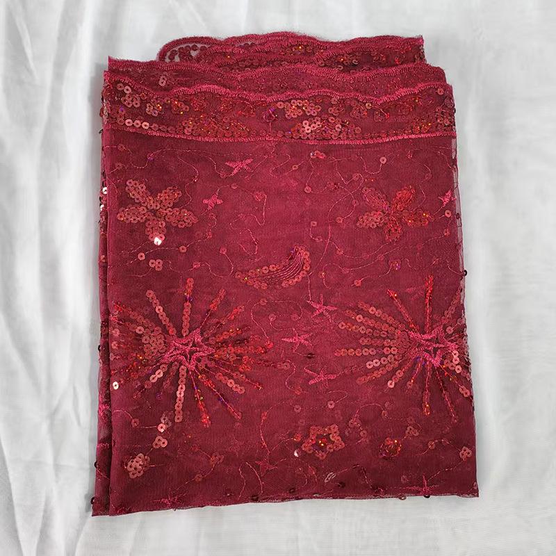 Elegant Star and Moon Embroidered Shawl for Weddings and Evenings