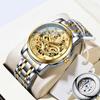 CHENXI Fully Automatic Mechanical Watch Embossed Golden Dragon Skeleton Design Waterproof Chinese Dragon Fashion Men's Watch