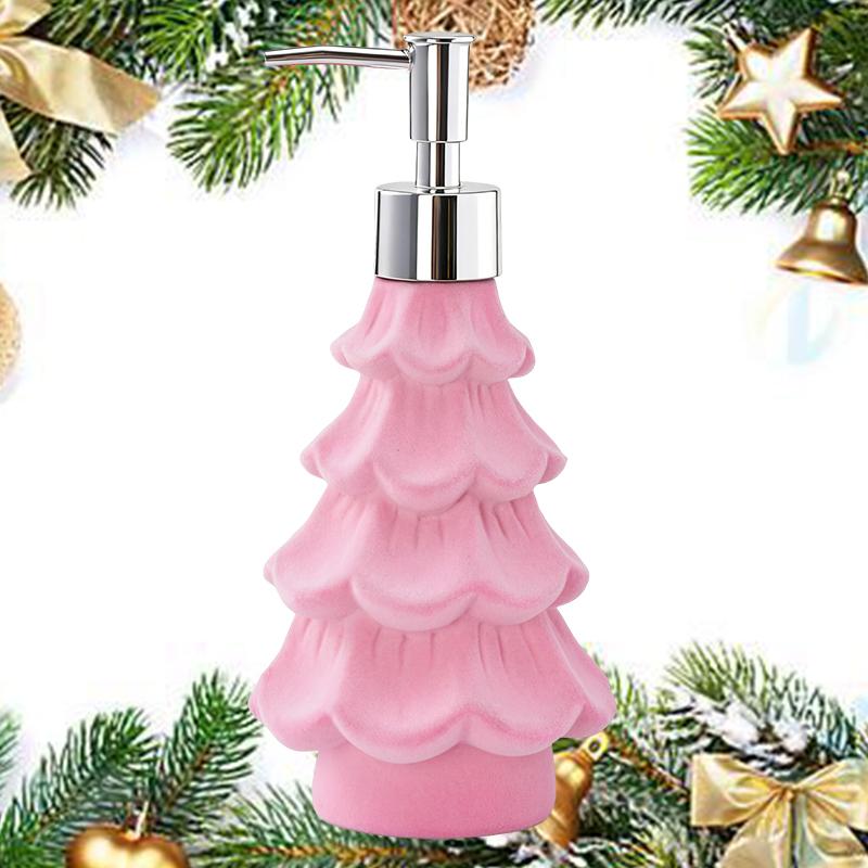 

Christmas Soap Dispenser, Resin Green And Pink Holiday Christmas Tree Hand Dish Soap Dispenser B