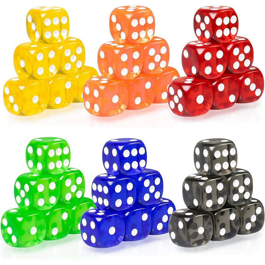20pcs 14mm Acrylic Color Transparent Dice Round Angle Point Dice Points Game Party Board Game Accessories Point Game Props
