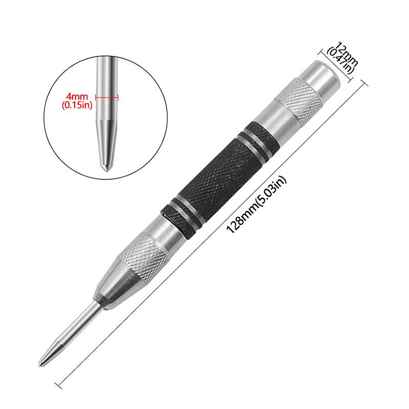 Automatic Center Punch Locator - 128mm/155mm Silver Black Woodworking Window Breaker