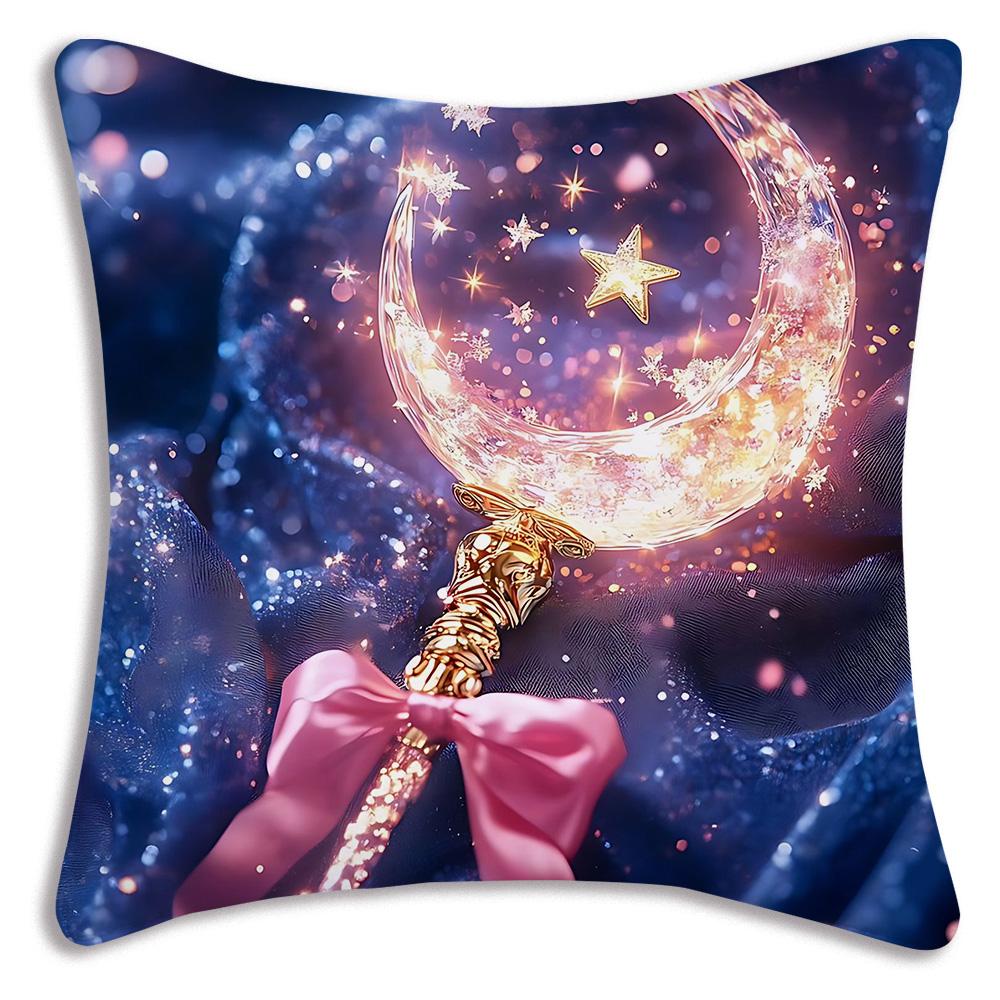 1PC Cute M-shaped Moon Pillowcase Cartoon Sofa Decoration Home Double-sided Printing Cute Square Cushion Pillowcase