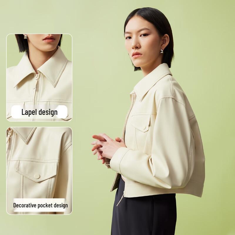 VEROMODA Women's Faux Leather Short Lapel Jacket