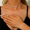 Ladies' fashionable, simple and versatile necklace, earring, bracelet, jewelry set suitable for daily wear, holiday gifts