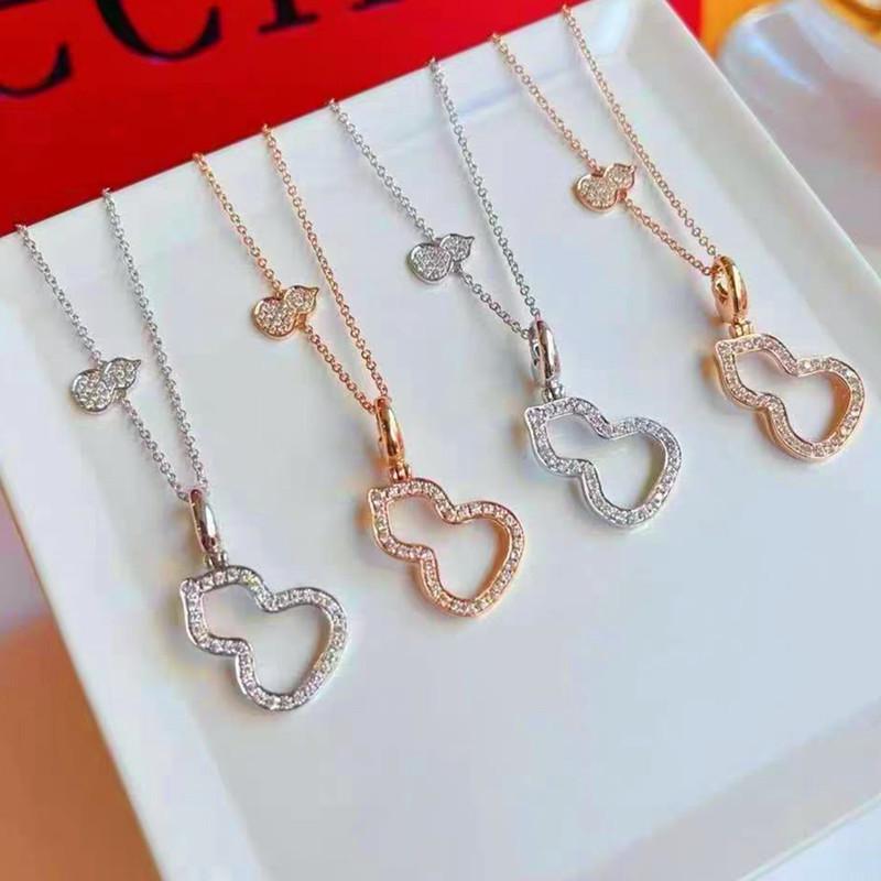 High-end Kirin 18k Rose White Gold Necklace with Violet Red Agate Gourd Pendant