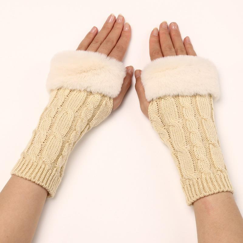 Botvotee Y2k Accessories Arm Sleeves Women Arm Warmers Free Shipping Furry Knit Winter Fingerless Gloves Half Finger Oversleeve