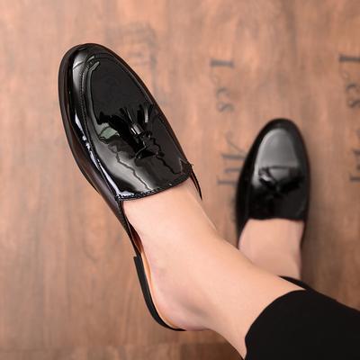 2025 New Breathable Dress Shoes Slides Breathable Mules for Man Leather Slippers Loafer New Men Half Loafers Male Flats