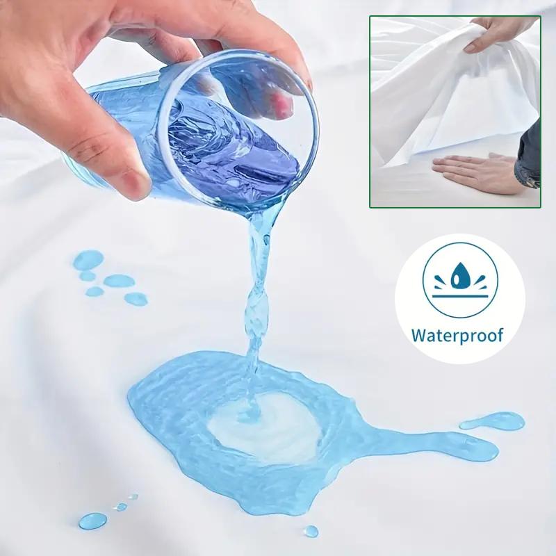 All-Season Waterproof Mattress Protector Soft Polyester Deep Pocket Sheet 8 Colors Modern Bed Fitted Sheet Durable Mattress Cover Bedding Bedspread