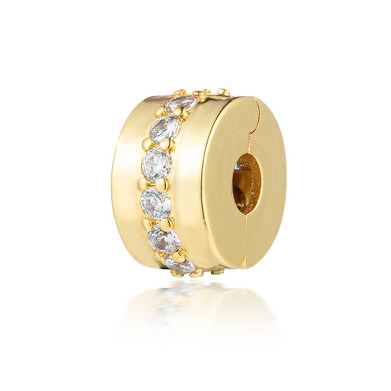 Sparking Gold Fixed Clip Charm Beads Pendant Fit Snakecopper Bracelet Necklace Beads For Diy Jewelry Women Gift