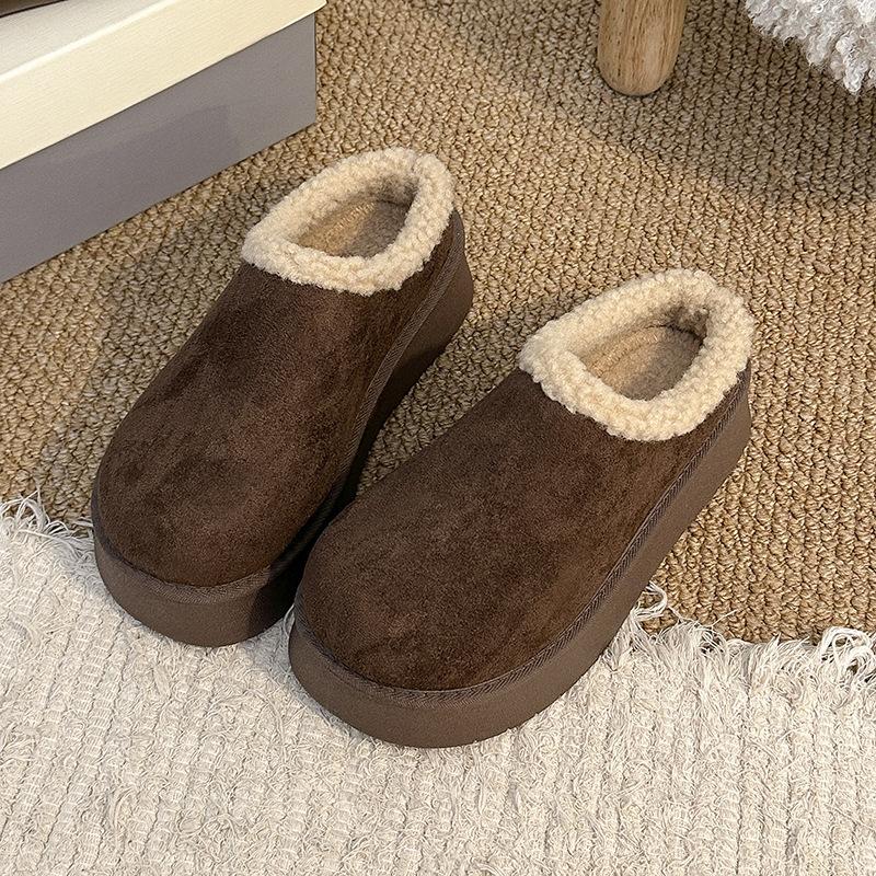 

Mao Mao shoes women s winter velvet outer wear 2025 new warm versatile flat bottom thick sole bag head cotton shoes fashion women s shoes 40 темно-коричневого