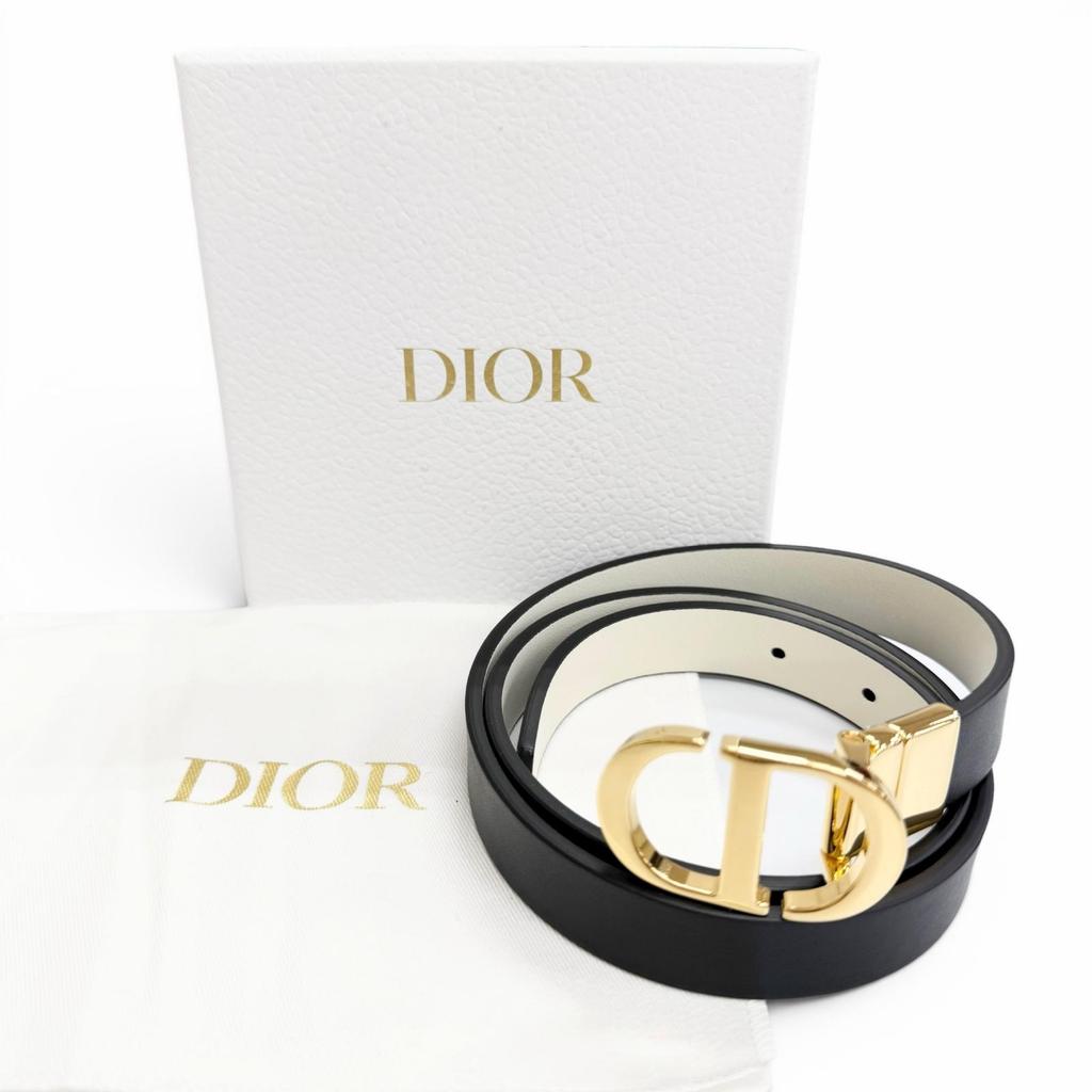 Excellent DIOR Belt 30 MONTAIGNE Reversible 0.8"" Leather B0446UWGA Used