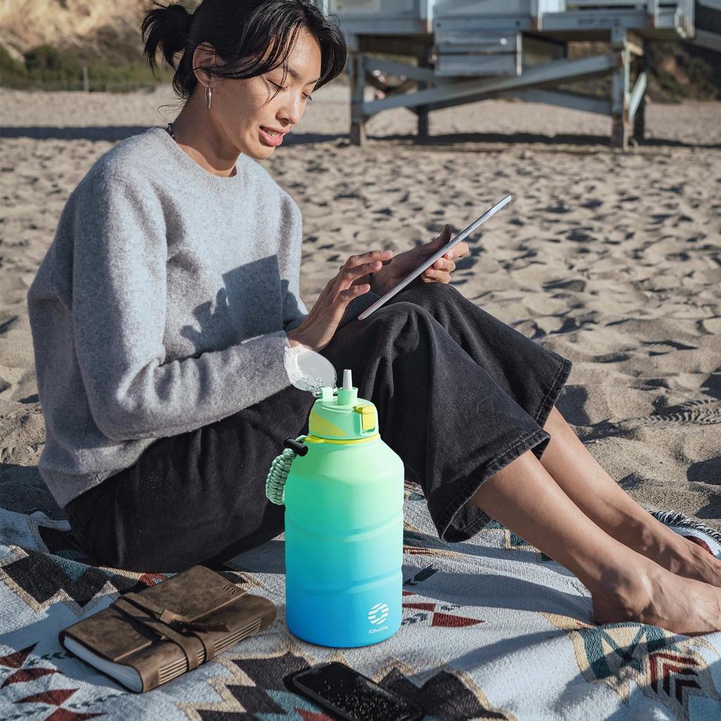 FJbottle Liter Vacuum Insulated Water Bottle with Direct Sports Jug Sports Sports Drink Large Portable Wide Easy To Stainless Steel Bottle with