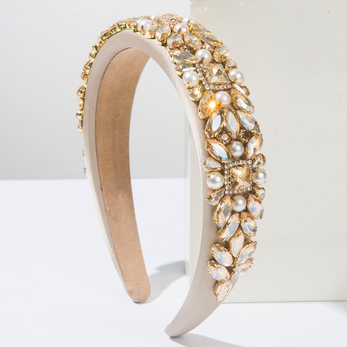 

Барочный бархатный ободок для волос с бриллиантами и жемчугом, аксессуары для волос для женской вечеринки, сияющий, обруч для волос для девочки