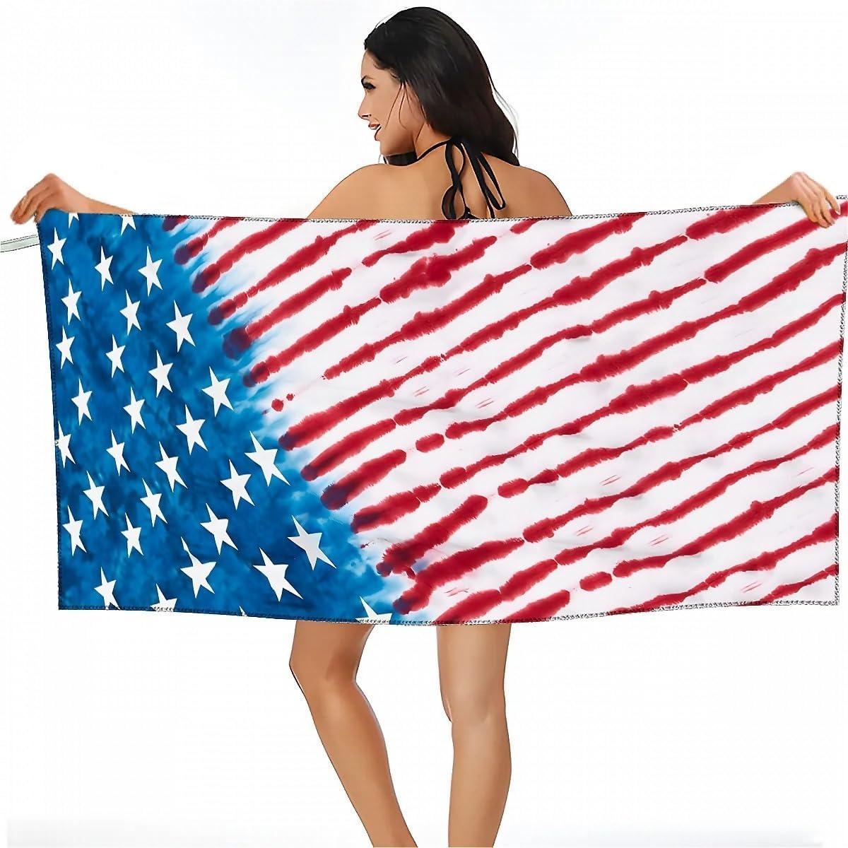 

America flag pattern Beach Towel for Family stuffs friends Gifts Quick-Dry Sand free For Bath Yoga Beach Camping Swimming GYM W30*H60(CM)