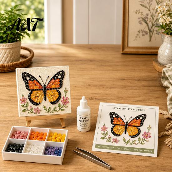 Set per Creare Decorazioni Costiere Fai da Te Mosaico Artistico con Vetro di Mare, Kit Creativo a Tema Animali Marini per Adulti Principianti, Pacchetto Materiali Fatti a Mano Casa Nautica