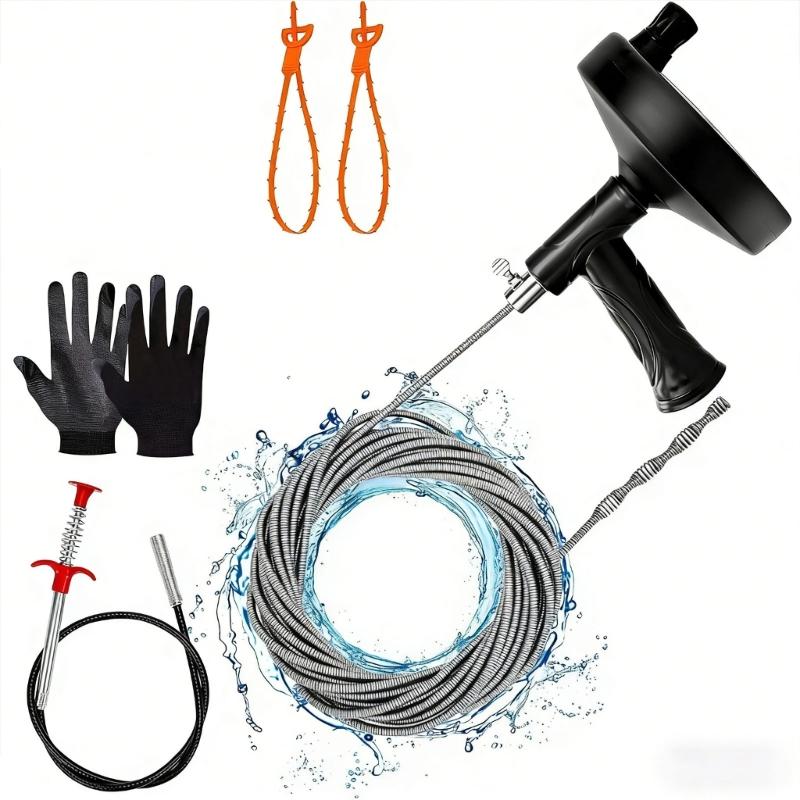 

Drain Snakes Flexible Spring Steel Cable and Ergonomic Grip for Easy Clog Removal in Kitchen Sinks Bath Tubs and Drains 1 чёрный