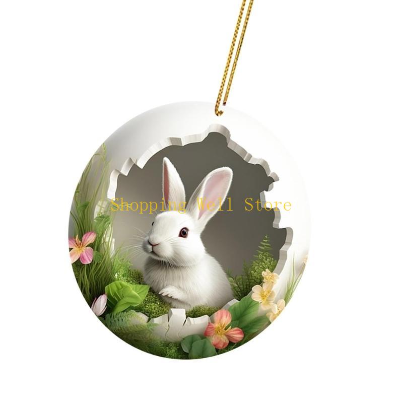 KX4B Easters Rabbit Decors Colorful Handmade Easters Ornament Acrylic Texture Suitable for Storefronts and Party Enthusiasts