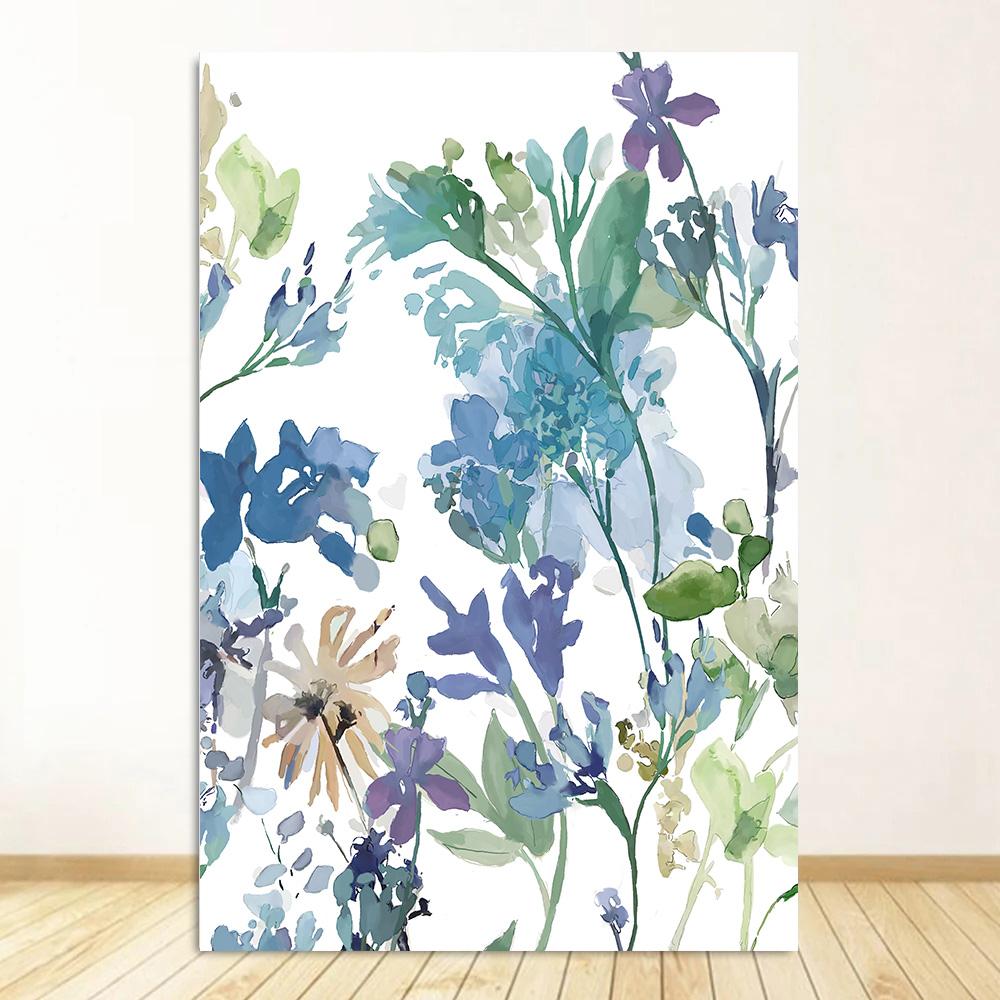 

Акварельная картина синих цветов, холст, принты, букет полевых цветов, цветочные растения, постеры, настенные картины для украшения гостиной 20x30cm