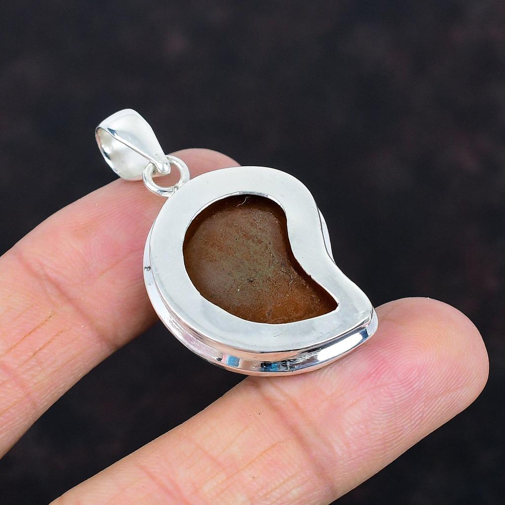 Abalone shell in ammonite fossil pendant gemstone pendant handmade jewelry 925 sterling silver pendant birthstone pendant anniversary gifts