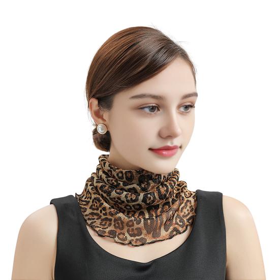 Women Floral Chiffon Ring Scarf Neck Guard False Collar Elastic Bib Wraps Travel Scarf Versatile Accessory
